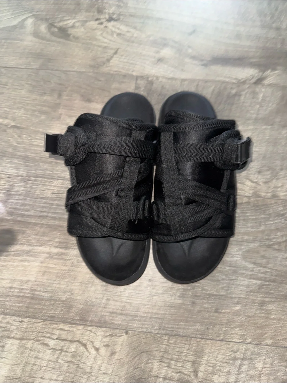 Draco Black Sandals Size 7/8 Adjustable Woven Straps